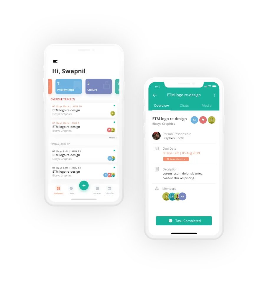 Komunikator app screens on mobile