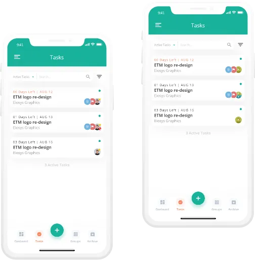 Task card flags before and after redesign