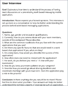 User interview questions