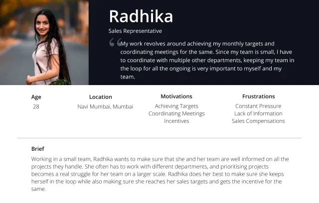 Sales representative user persona