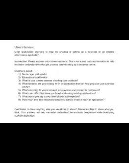 User interview questions